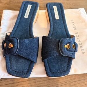 Veronica Beard Dark Blue Denim Sandals
